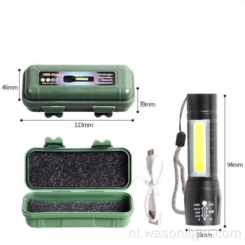 Nieuwe hot sale 2 in 1 draagbare mini geven weg promotie cadeau goedkoop aluminium edc zoom pocket clip zaklamp oplaadbare fakkel led